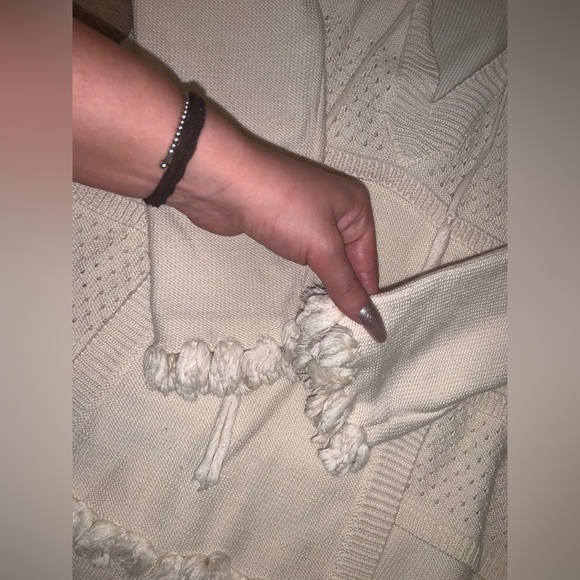 TORY BURCH Cream Baja Hooded
Knit Tunic Sweater XS coastal preppy classic boho - Picture 8 of 11